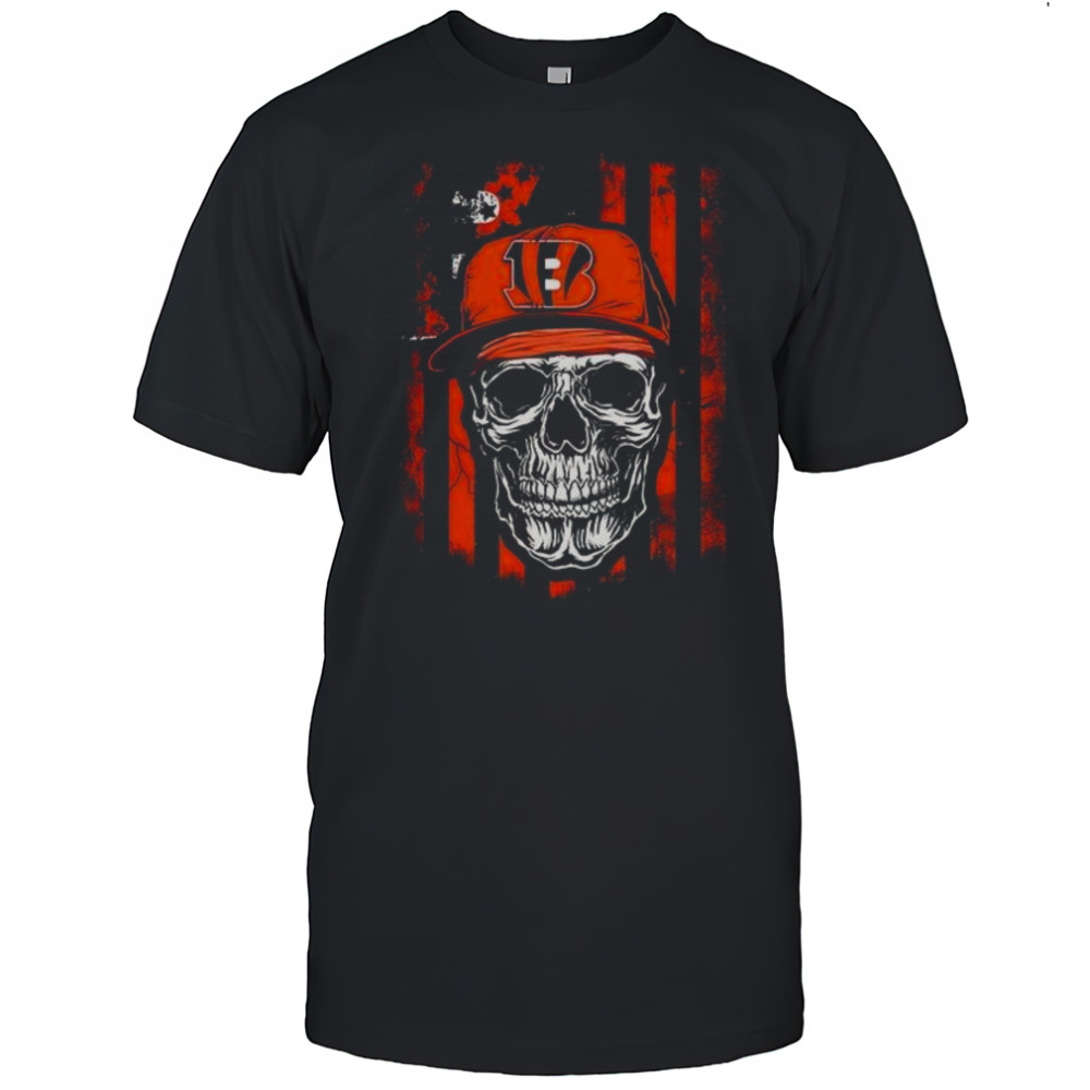 Cincinatti Bengals NFL Skull American Flag Football Lover T-Shirt