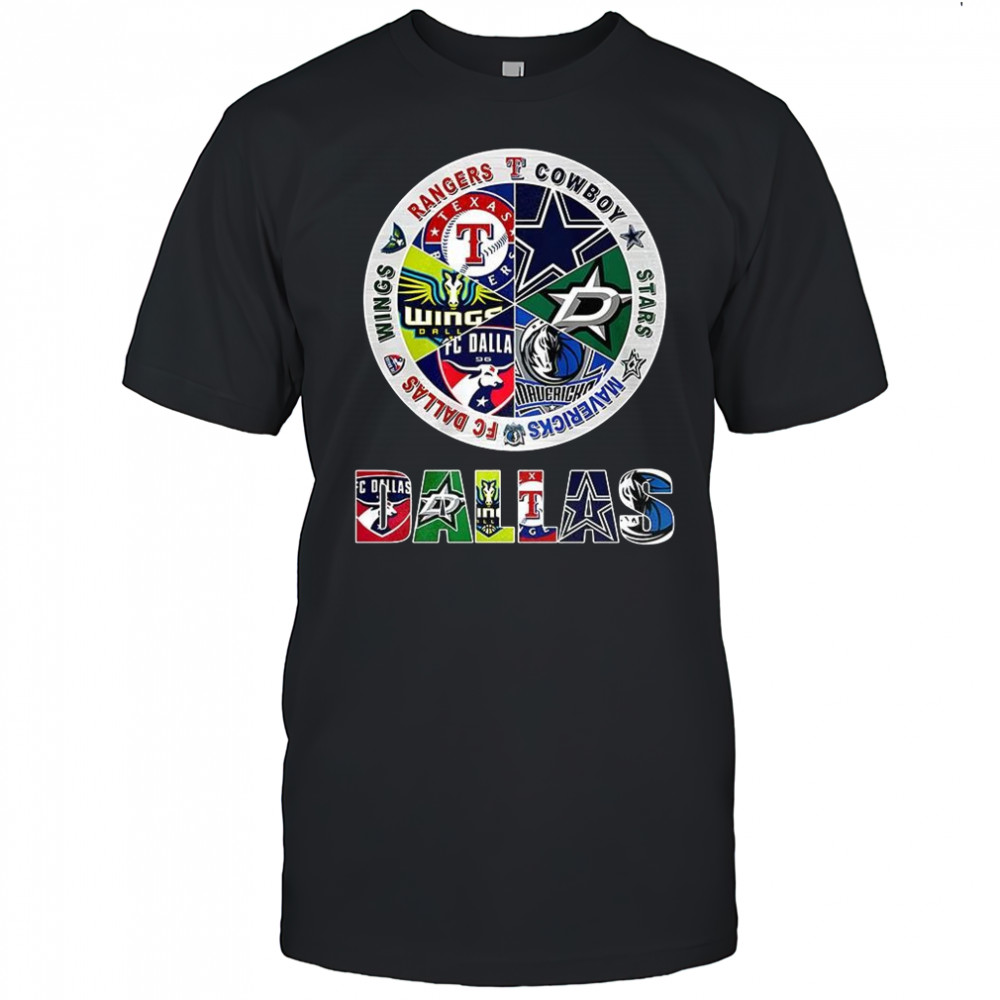 Combined logos of Dallas sports teams shirt