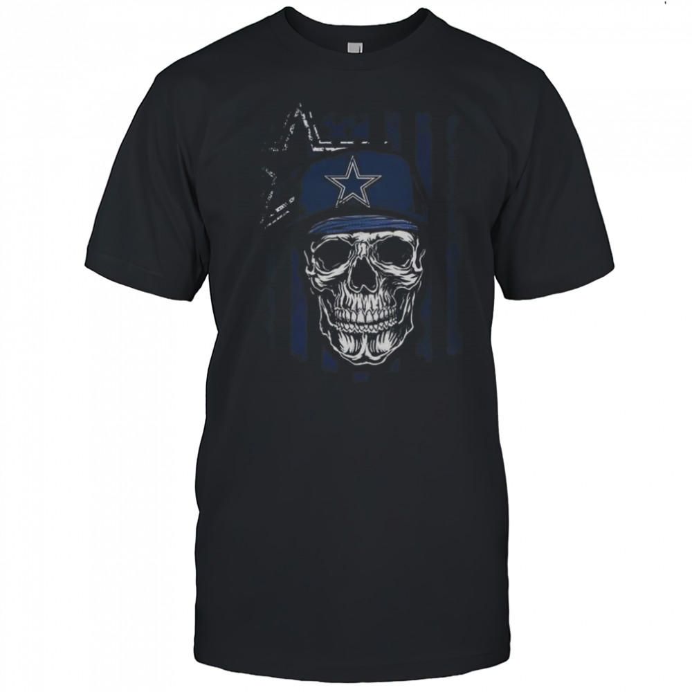 Dallas Cowboys NFL Skull American Flag Football Lover T-Shirt