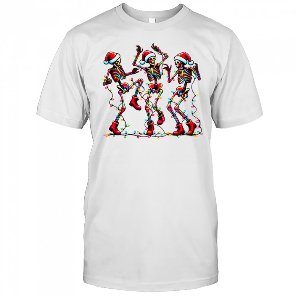 Dancing skeleton Santa hat Merry Christmas 2025 shirt