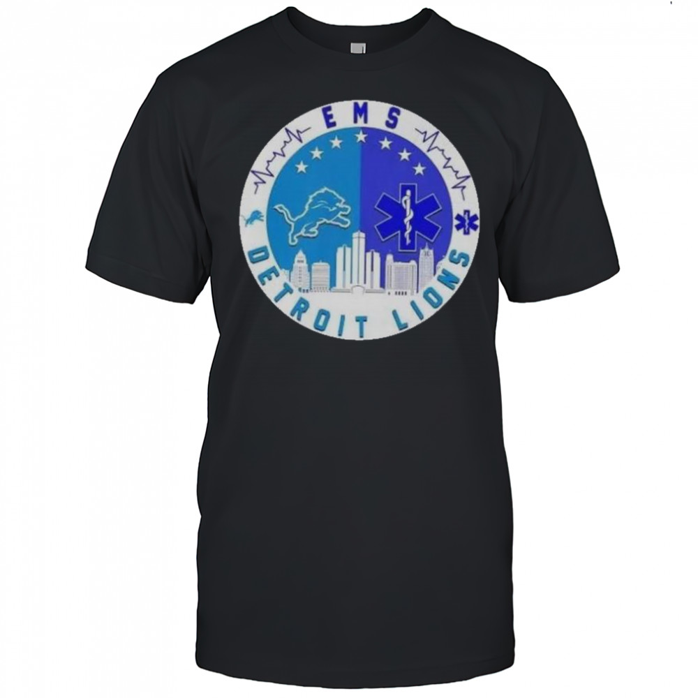 Detroit Lions Heartbeat EMS City Skyline T-Shirt