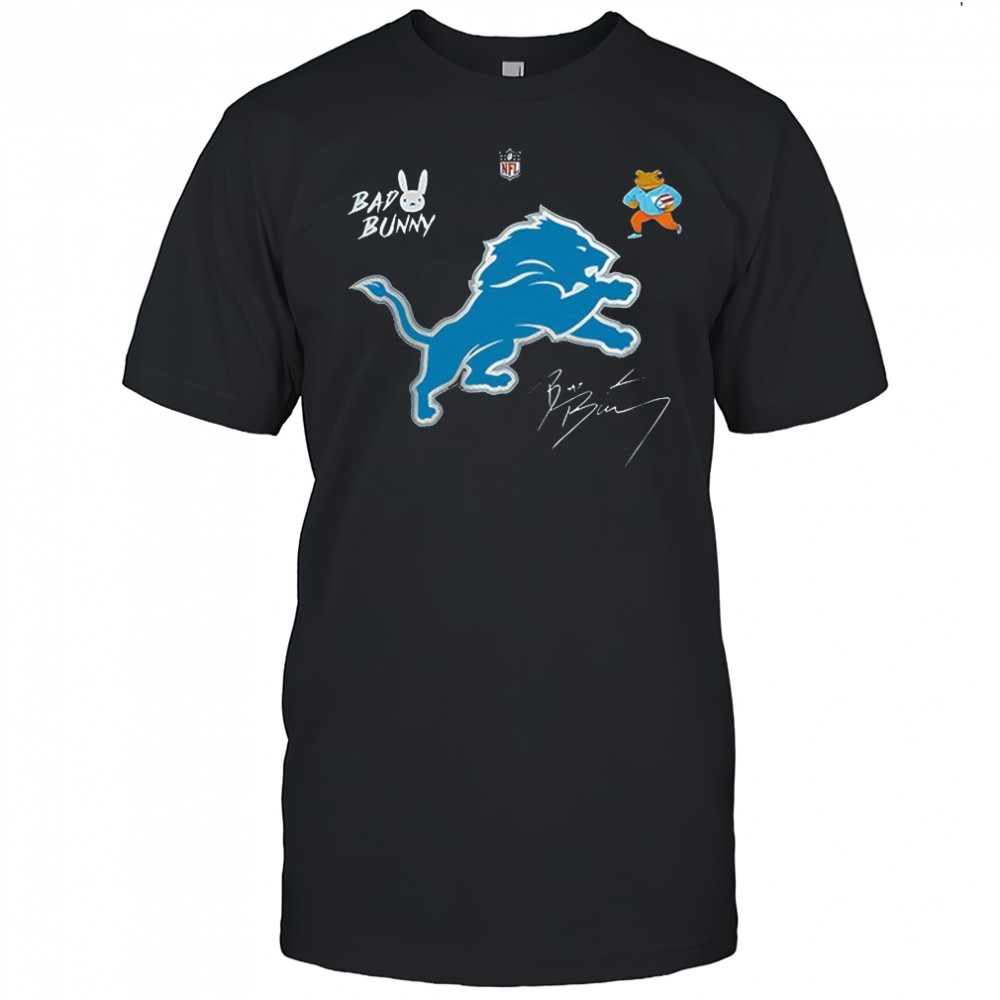 Detroit Lions x Bad Bunny Benito football mascot signature shirt
