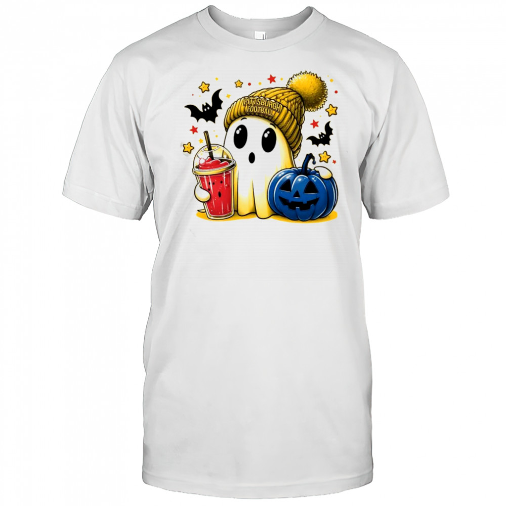 Ghost Halloween x Pittsburgh Steelers football beanie pumpkin bats shirt