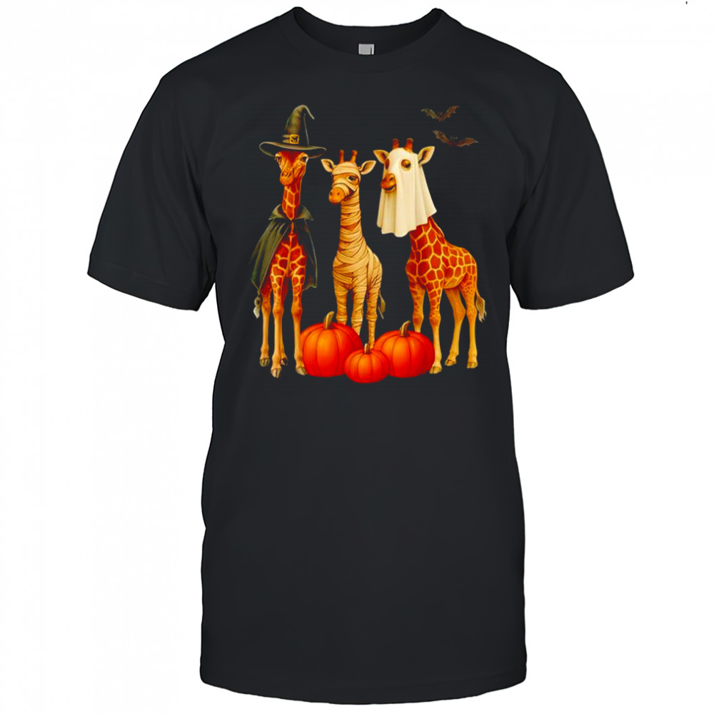 Giraffe Boo Mummy Witch Halloween Costume Giraffe Pumpkin shirt