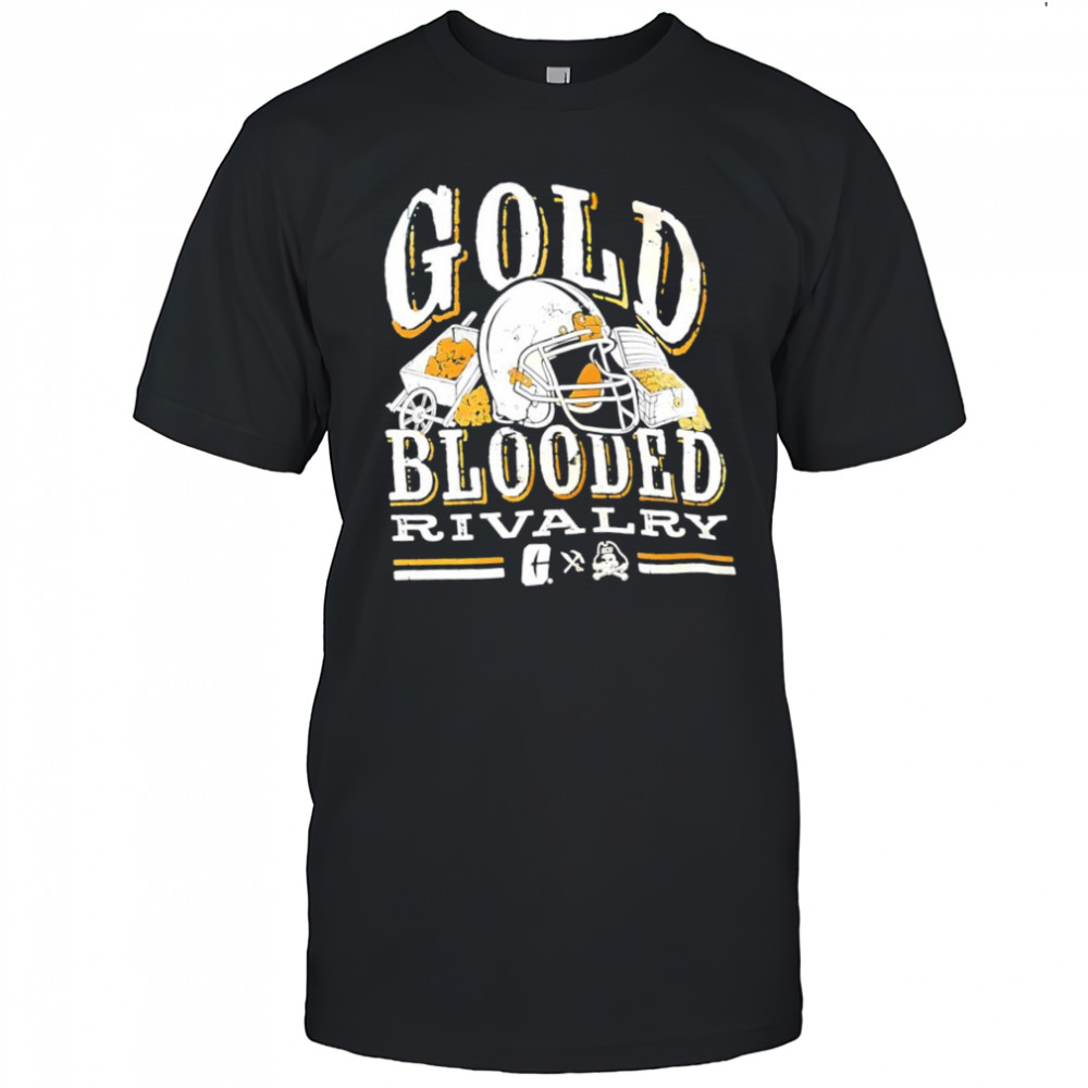 Gold Blooded Rivalry helmet logo shirt