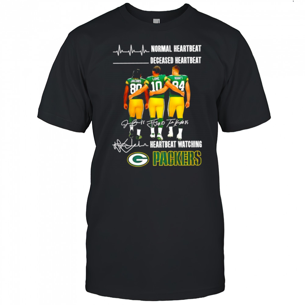 Green Bay Packers players normal heartbeat deceased heartbeat heartbeat watching Packers signatures shirt