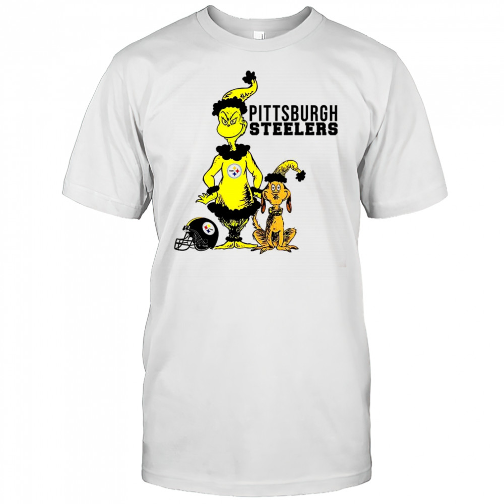 Grinch and Max X Pittsburgh Steelers football Christmas shirt