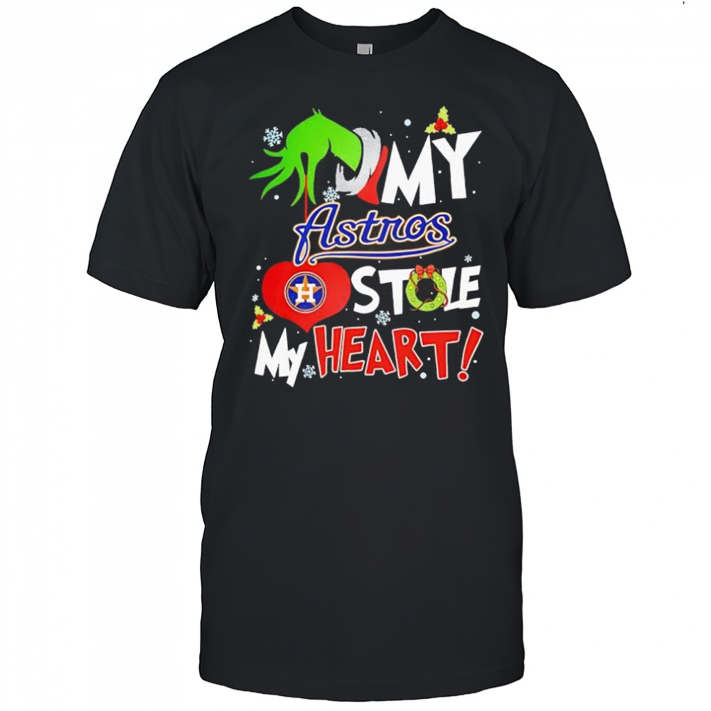 Grinch hand my houston astros stole my heart Christmas shirt