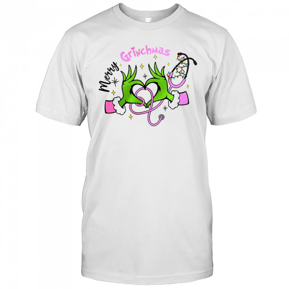 Grinch nurse love hand Merry Grinchmas Merry Christmas shirt