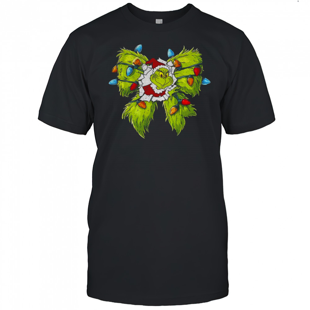 Grinch Santa hat bow Christmas 2025 shirt