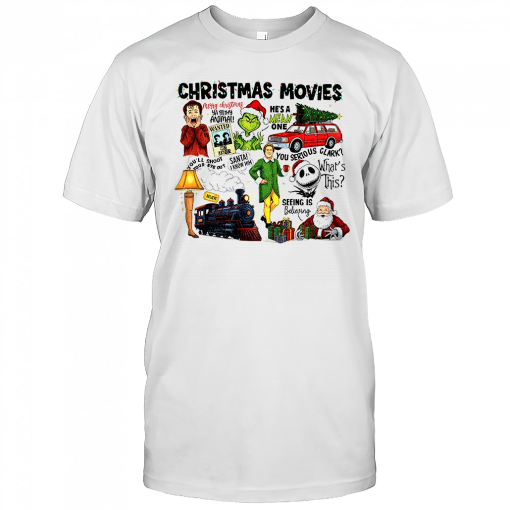 Grinch Xmas movies ya filthy animal he’s a mean one Merry Christmas shirt