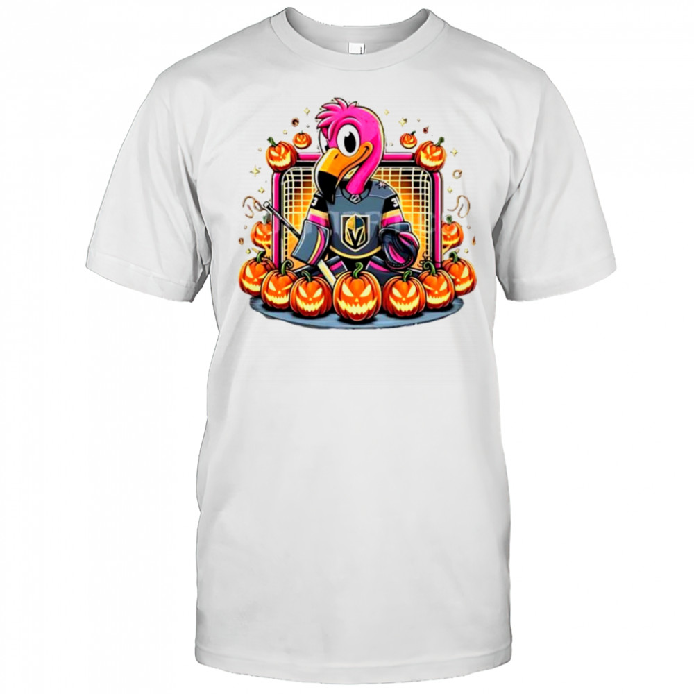 Halloween flamingo x Vegas Golden Knights NHL team logo shirt