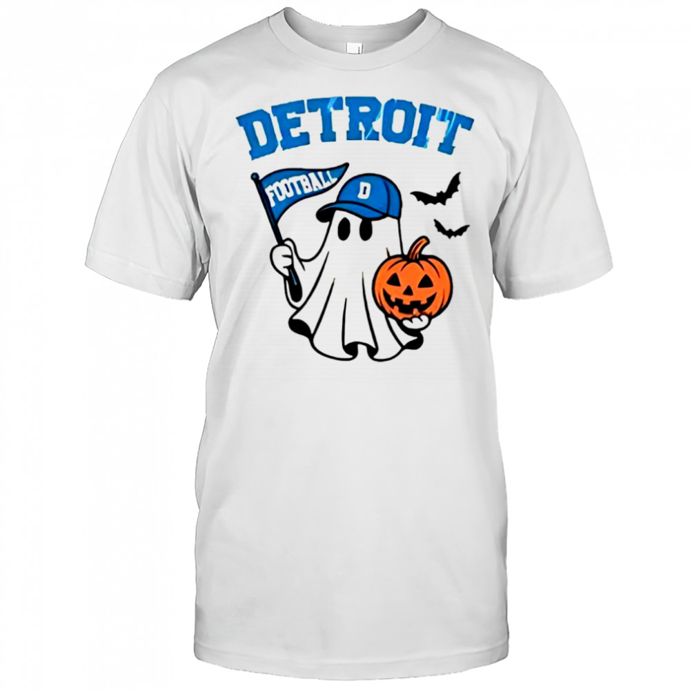 Halloween Ghost Detroit Lions Football flag pumpkin shirt