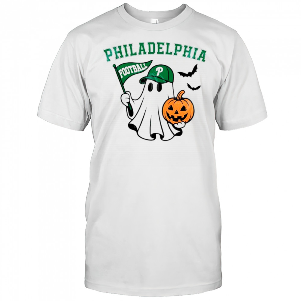 Halloween Ghost Philadelphia Eagles football flag pumpkin shirt