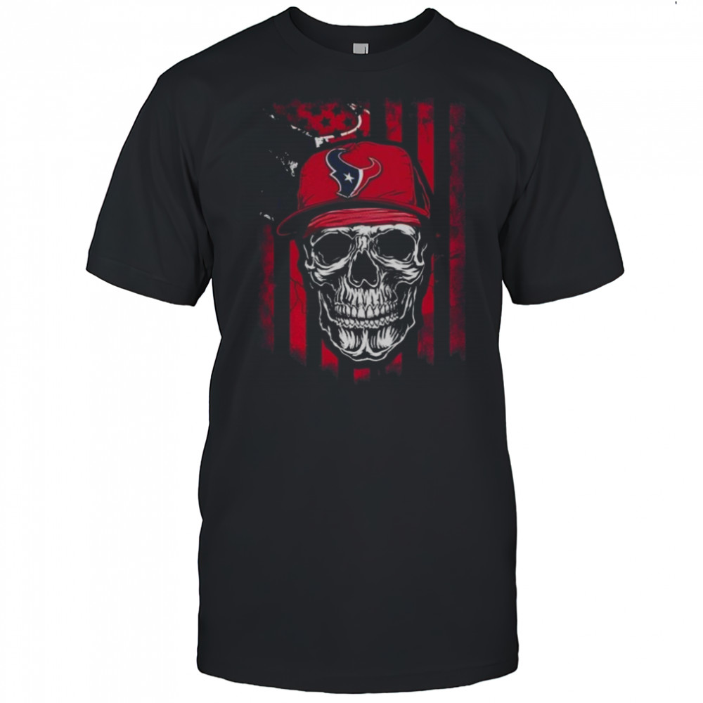 Houston Texans NFL Skull American Flag Football Lover T-Shirt