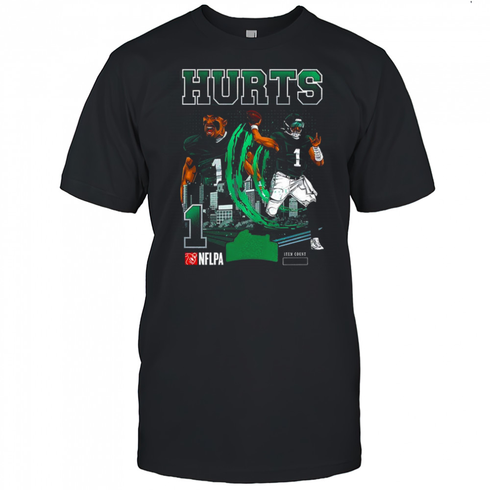 Jalen Hurt Philadelphia Eagles football number 1 skyline shirt