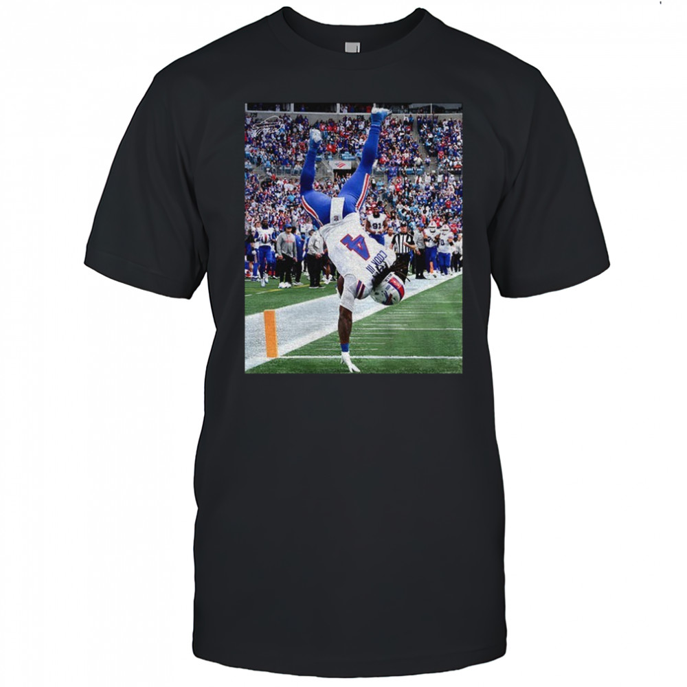 James Cook flips Buffalo Bill shirt