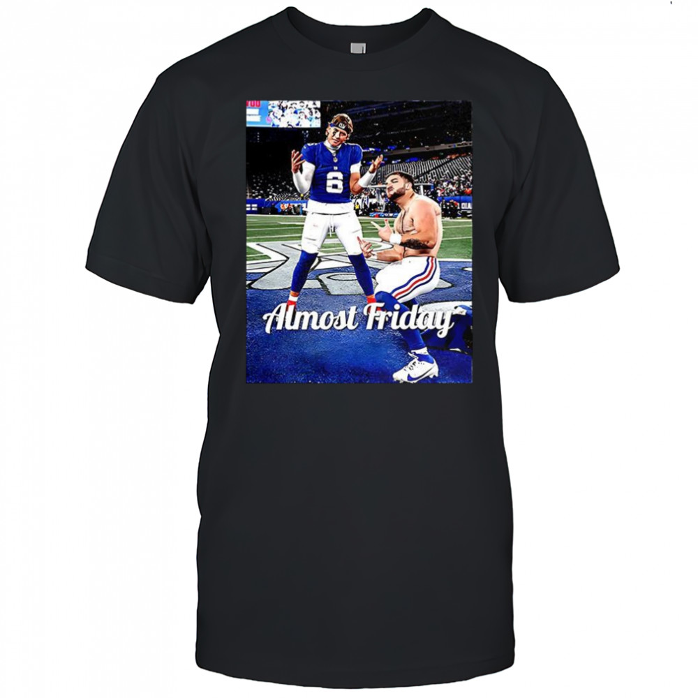 Jaxson Dart and Cam Skattebo New York Giants football Almost Friday shirt