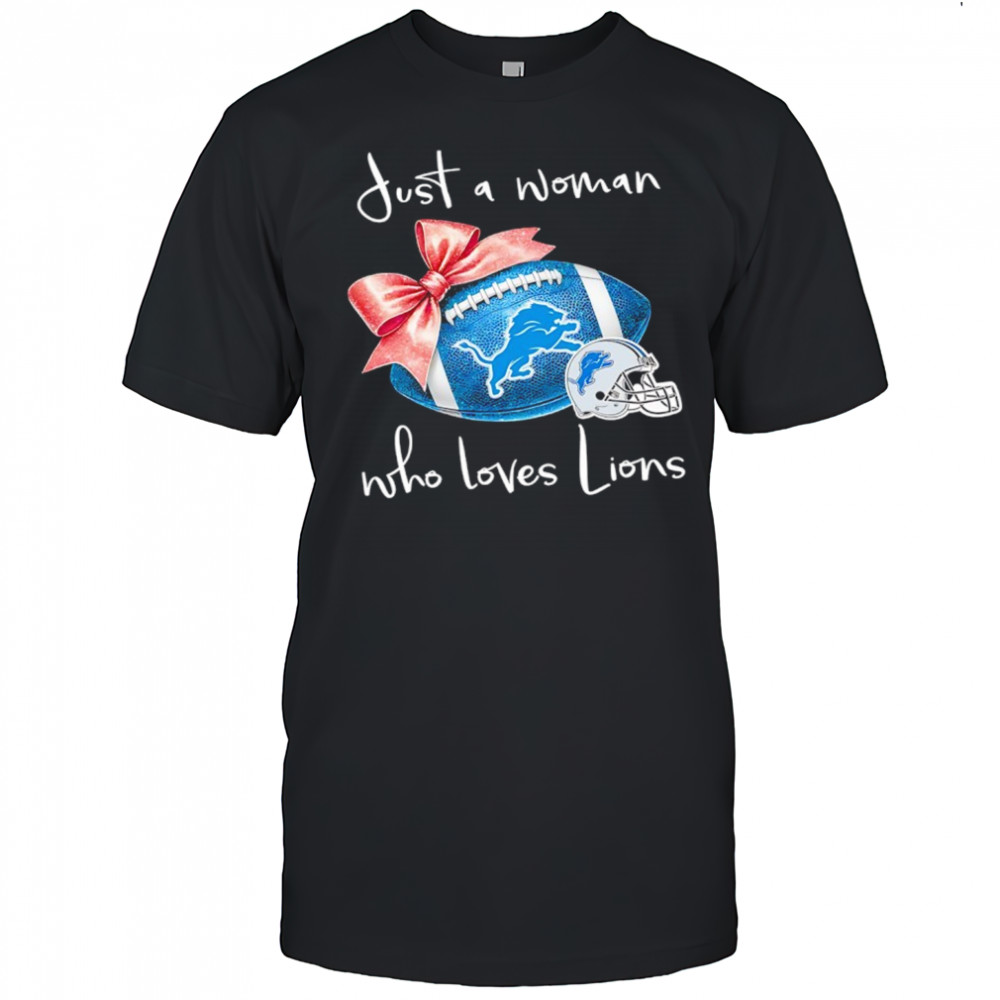 Just a woman who loves Detroit Lions pink bow helmet shirt