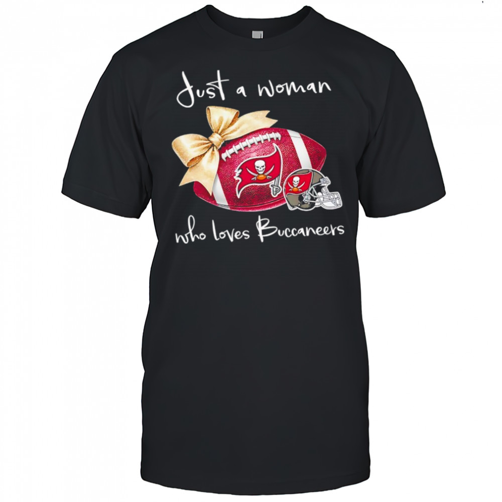 Just a woman who loves Tampa Bay Buccaneers gold bow helmet shirt