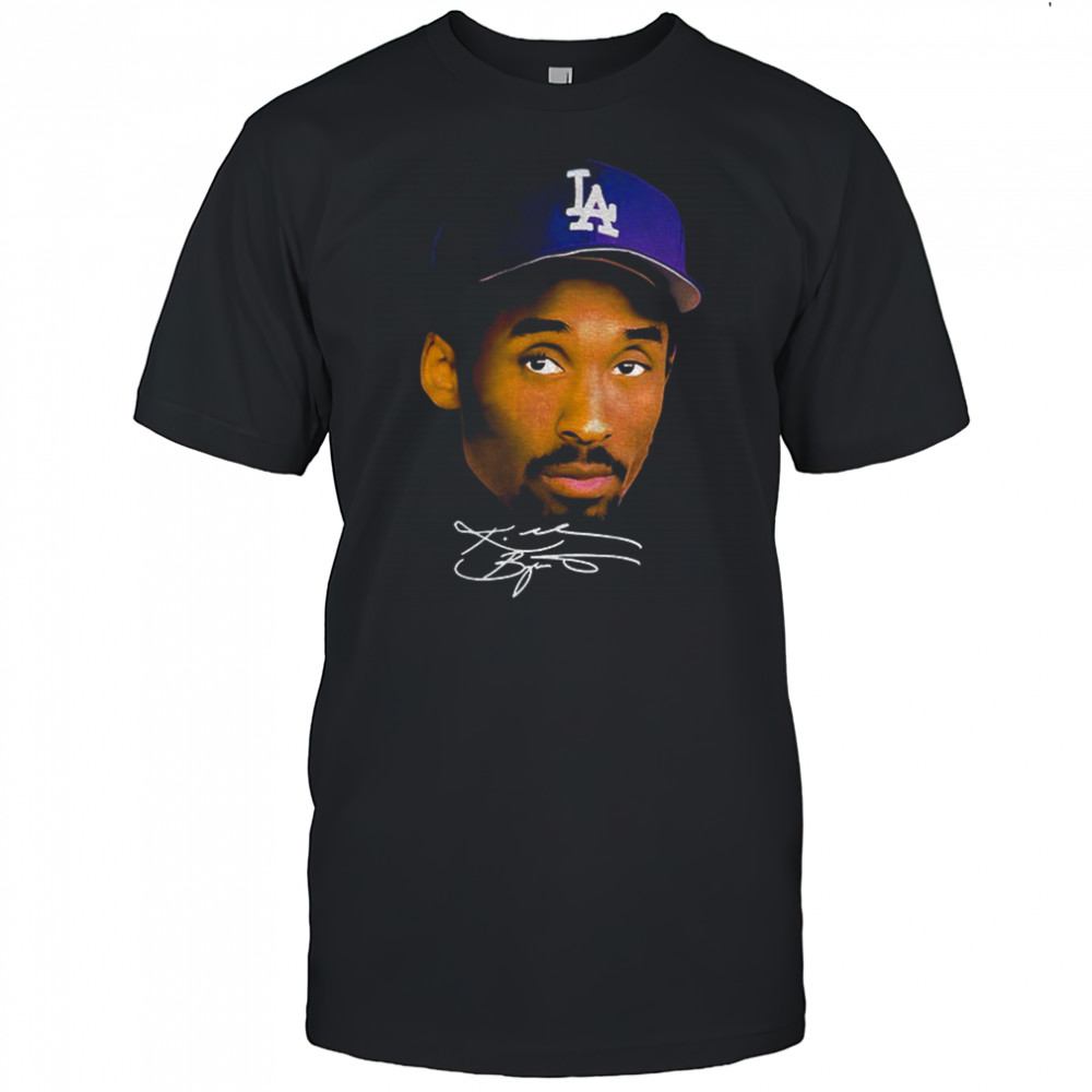 Kobe Bryant LA Hat big face Los Angeles Dodgers MLB Baseball signature shirt