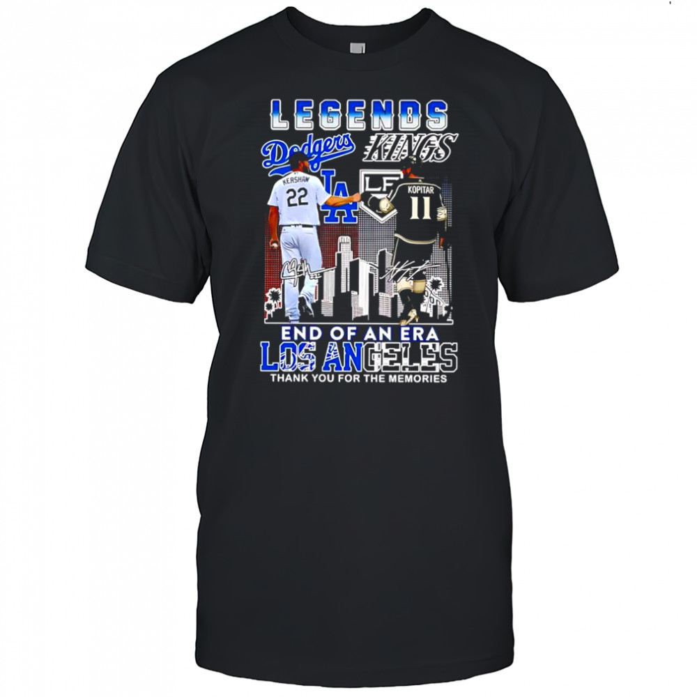 Legends of the Clayton Kershaw LA Dodgers & Anže Kopitar LA Kings end of an era shirt