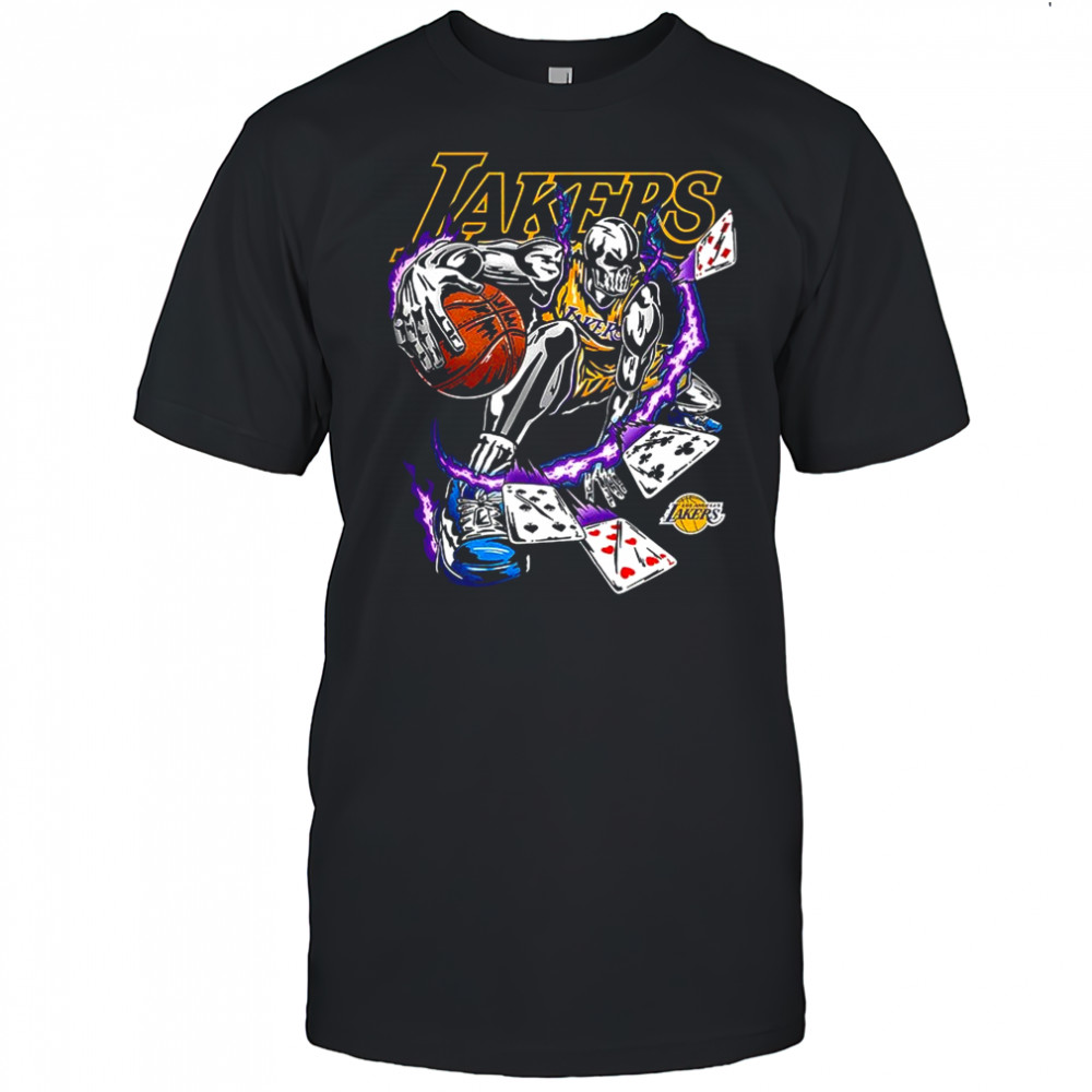 Los Angeles Lakers basketball Skeleton and cards Halloween shirt