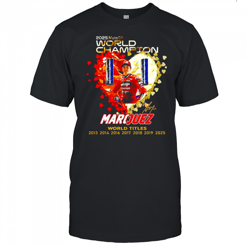 Marc Márquez 2025 World Champions titles 2013 2014 2016 2017 2018 2019 2025 signature poster shirt