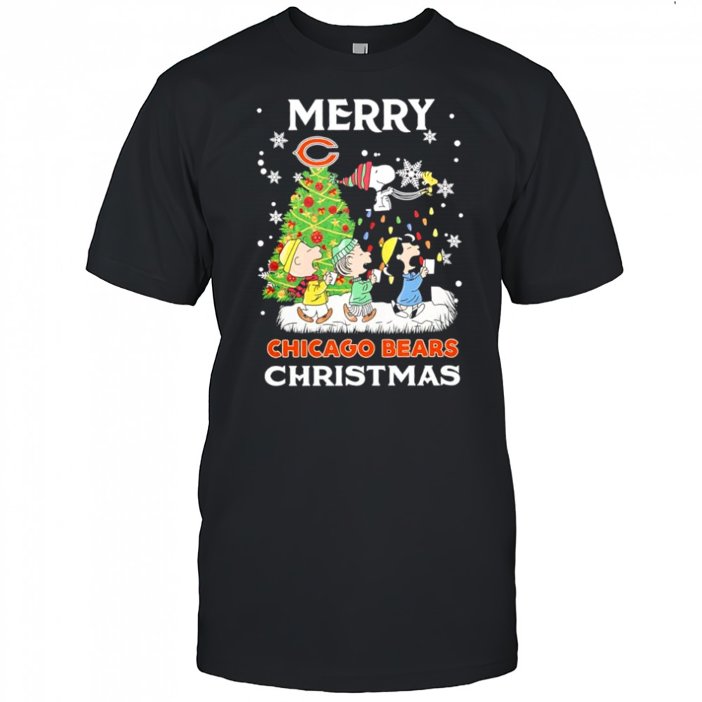 Merry Chicago Bears Christmas with Peanuts characters shirt