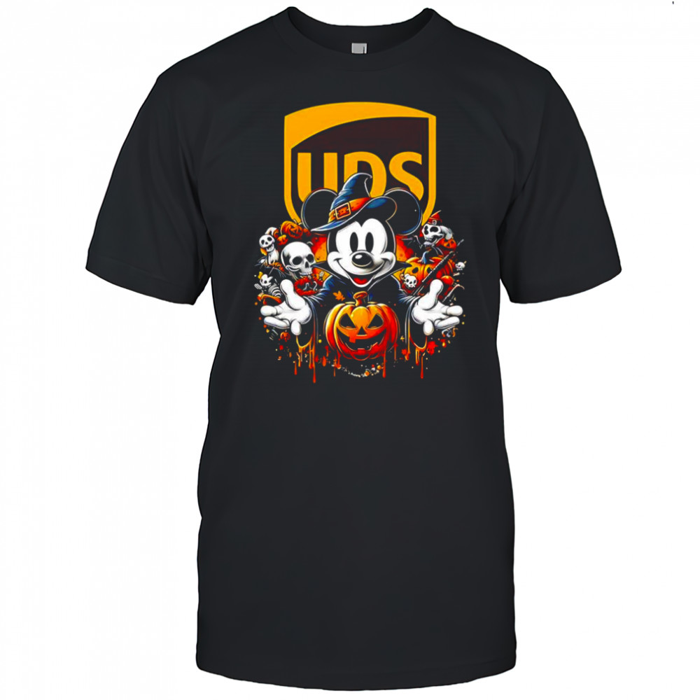 Mickey Mouse vs UPS logo Halloween wizard skulls pumpkin shirt