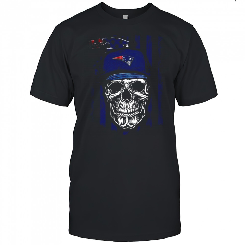 New England Patriots NFL Skull American Flag Football Lover T-Shirt