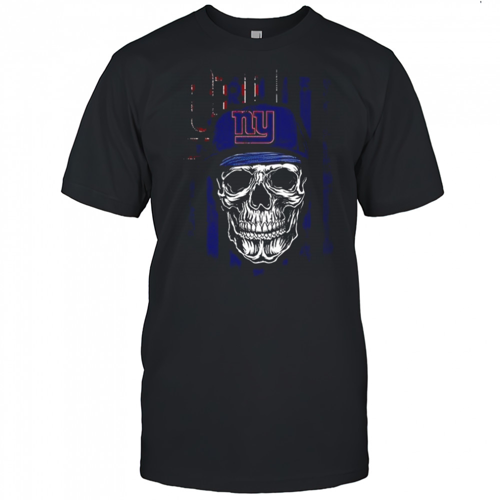 New York Giants NFL Skull American Flag Footaball Lover T-Shirt