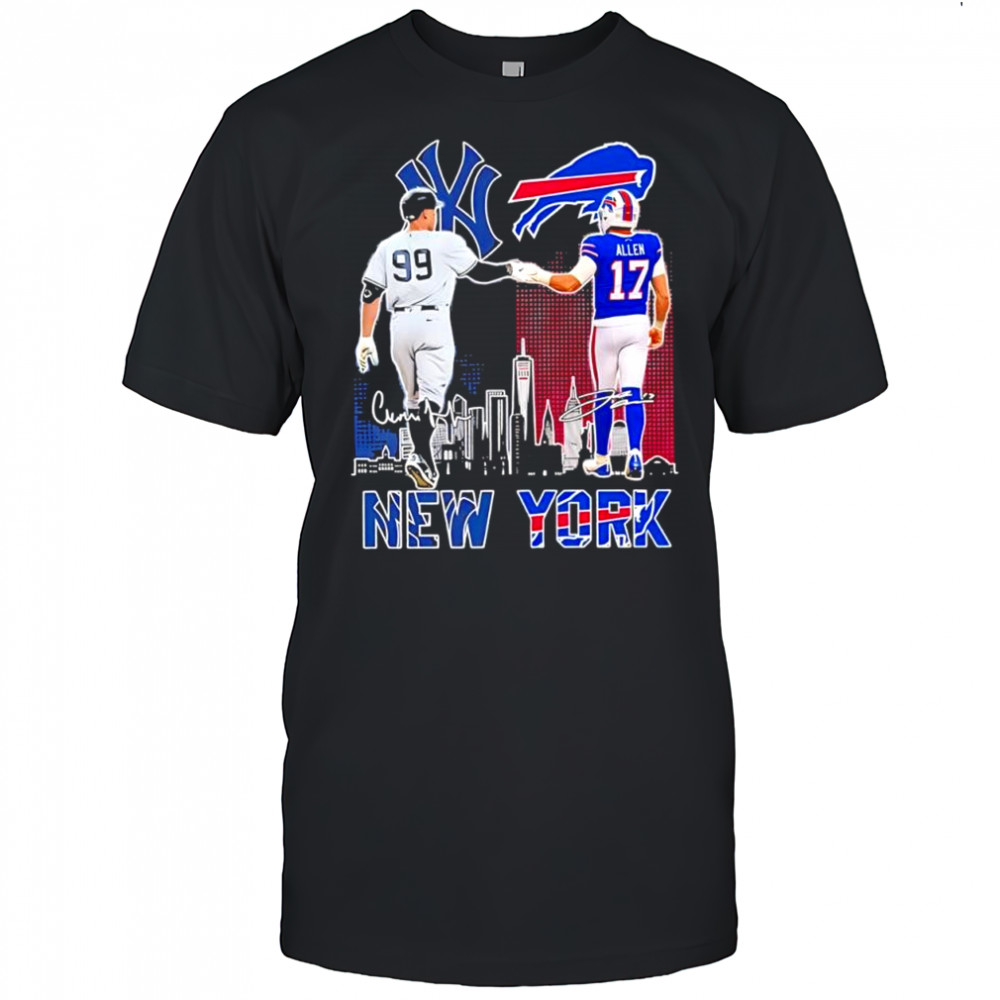 New York Yankees Aaron Judge & Buffalo Bills Josh Allen featuring signatures shirt