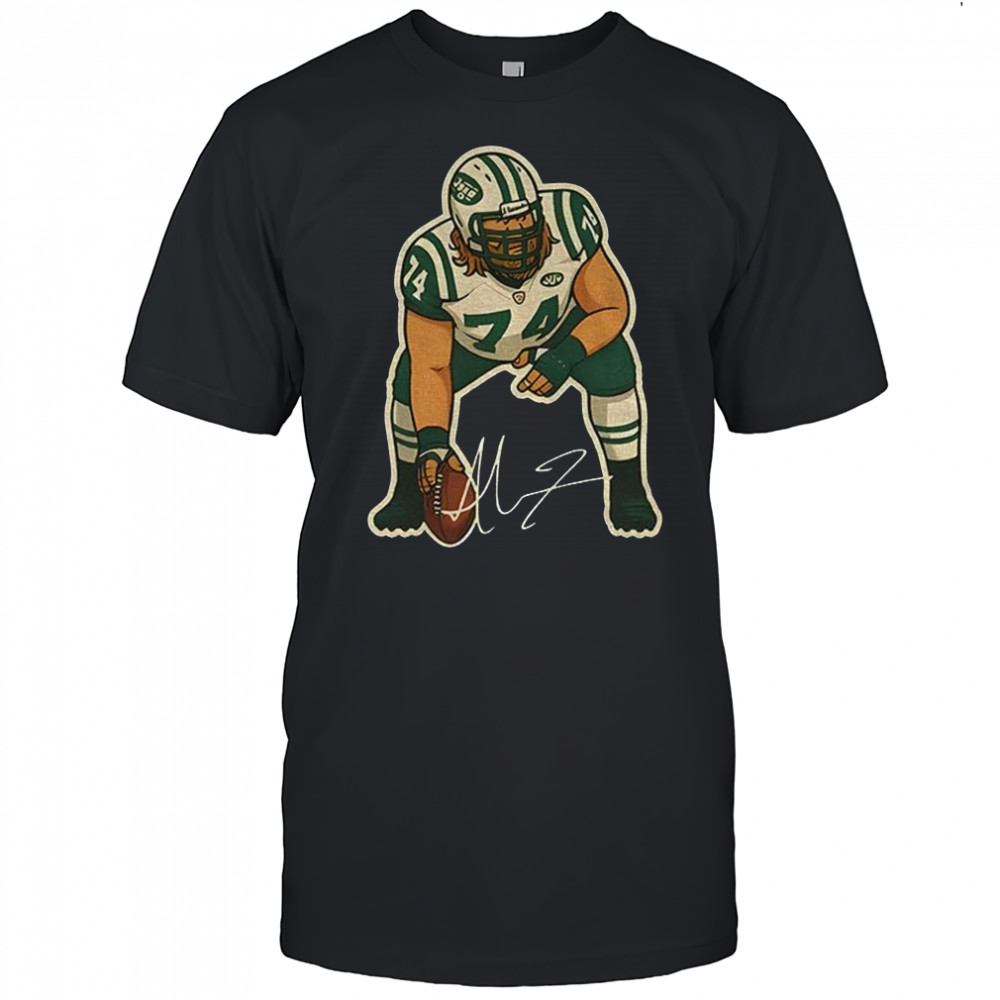 Nick Mangold cartoon New York Jets NFL Football tribute signature shirt