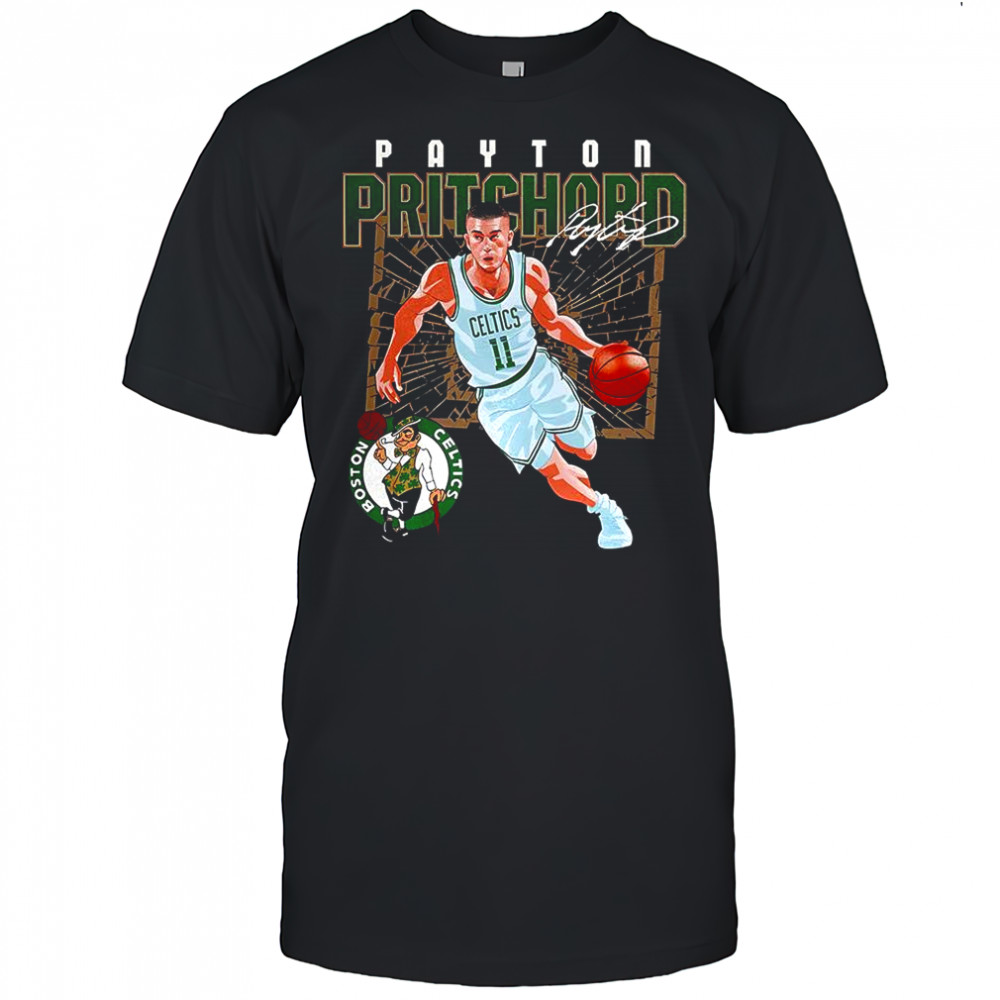 Payton Pritchard Boston Celtics NBA 2025 Shattered number 11 signature shirt