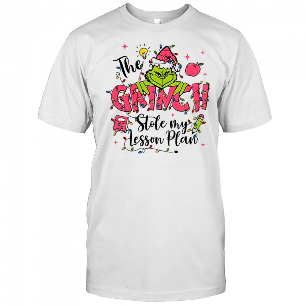 Pink Grinch Teacher Christmas Stole My Lesson Plan shirt