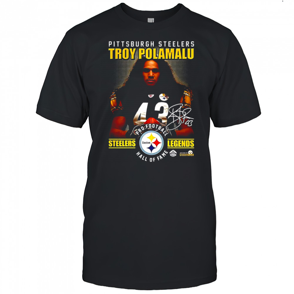 Pittsburgh Steelers football Troy Polamalu Hall of fame signature shirt