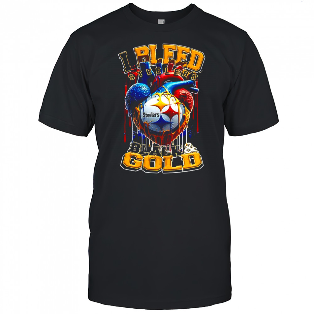 Pittsburgh Steelers NFL I bleed Steelers black and gold heart football lovers shirt