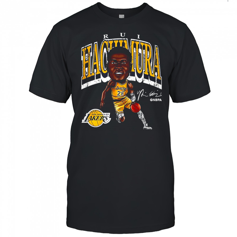 Rui Hachimura Los Angeles Lakers basketball cartoon signature shirt