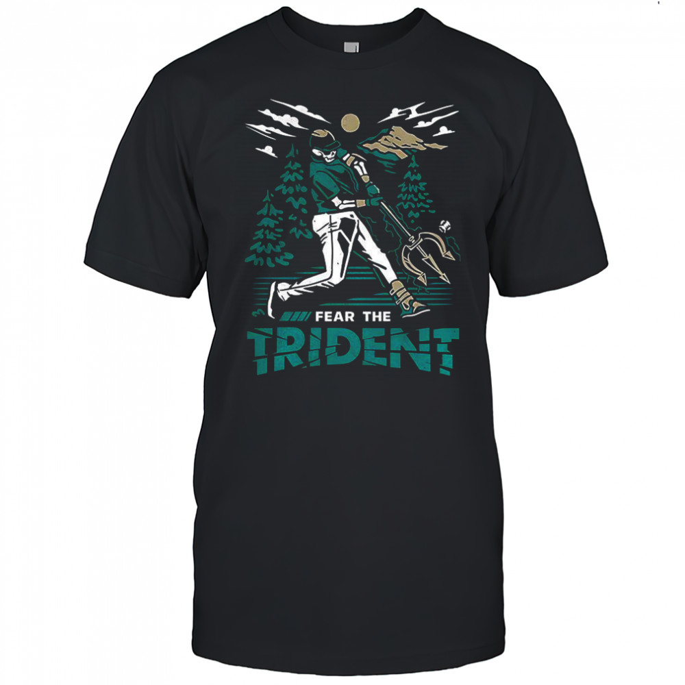 Seattle Mariners baseball Fear the Trident skeleton throwing ball shirt