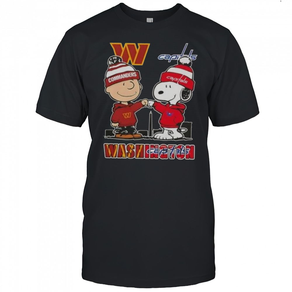 Snoopy And Charlie Brown Washington Sports Commanders X Capitals Skyline T-Shirt
