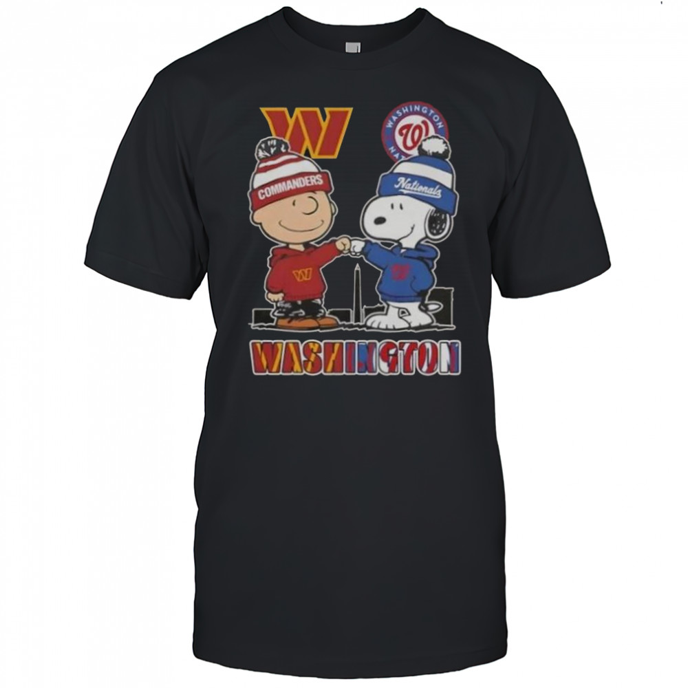 Snoopy And Charlie Brown Washington Sports Commanders X Nationals Skyline T-Shirt