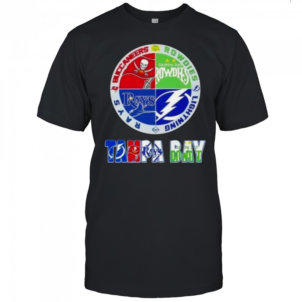 Tampa Bay Sports Buccaneers Rowdies Lightning Rays Logos T-Shirt