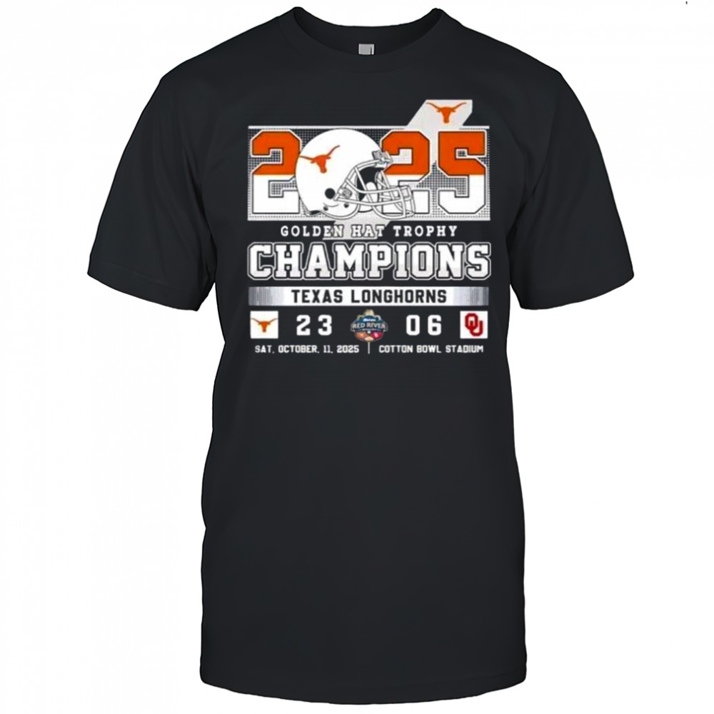 Texas Longhorns Golden Hat Trophy Champions 2025 Beat Oklahoma Sooners T-Shirt