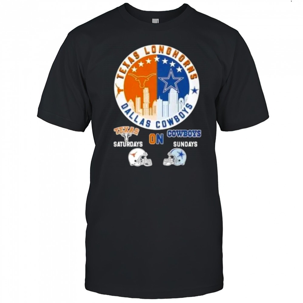 Texas Longhorns Saturdays On Dallas Cowboys Sundays Skyline T-Shirt