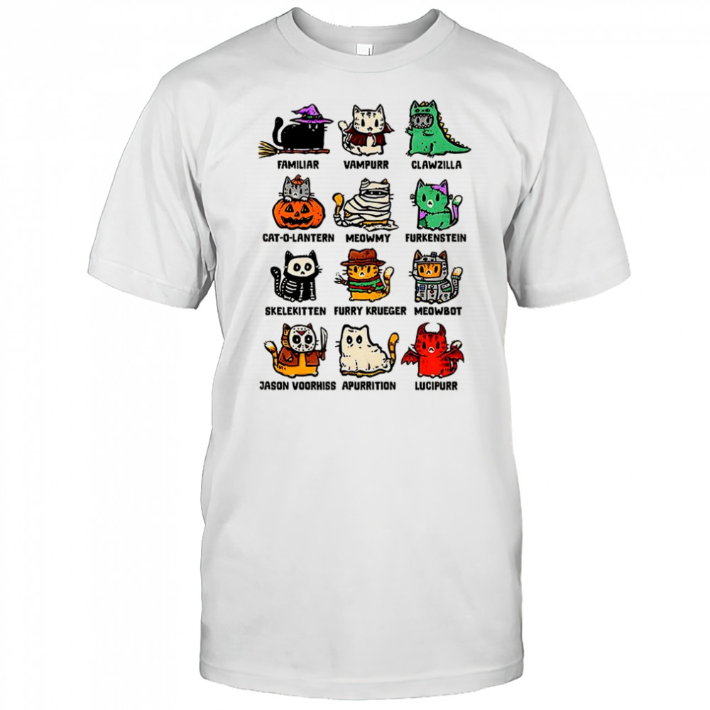 Trick or treat kitten dressed as Halloween characters shirt