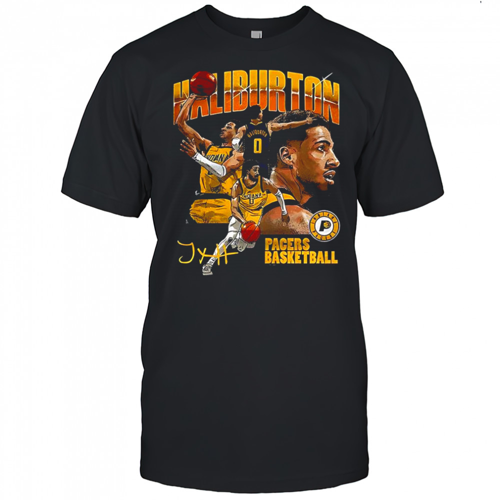 Tyrese Haliburton Indiana Pacers basletball player collage signature shirt