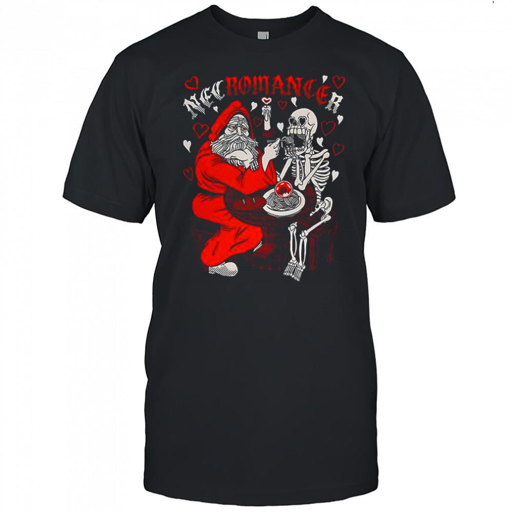 Witch feeding spaghetti to a skeleton Classy Necromancer romantic Halloween shirt
