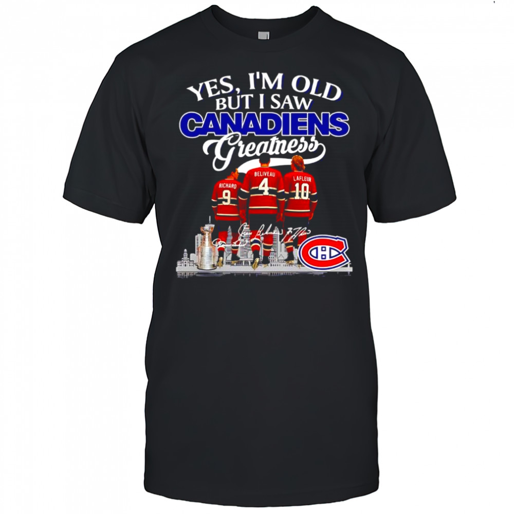 Yes i’m old but i saw Montreal Canadiens Greatness Richard Beliveau Lafleur signatures logo shirt