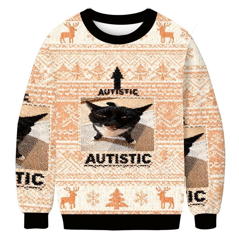 Autistic Cat Christmas Ugly Sweatshirt